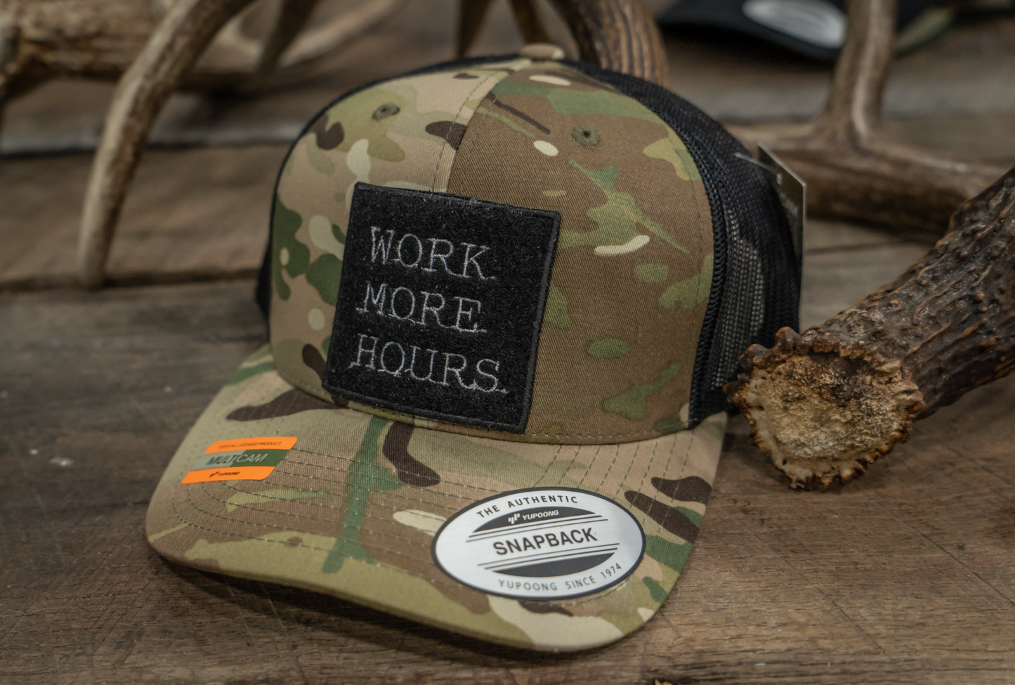 Work More Hours Multi Cam Hat